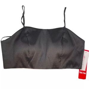 NWT Elegant Black Thin Strap Padded Crop Top Hook & Eye Closure Size 11 Women